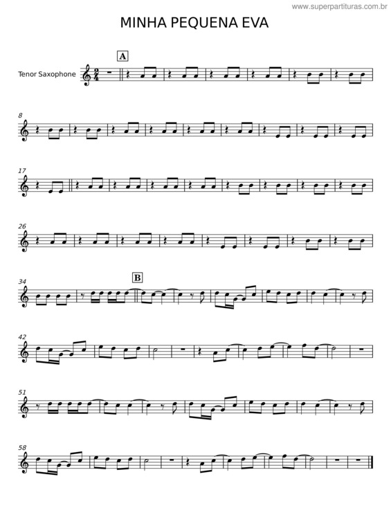 Partitura da música Minha Pequena Eva