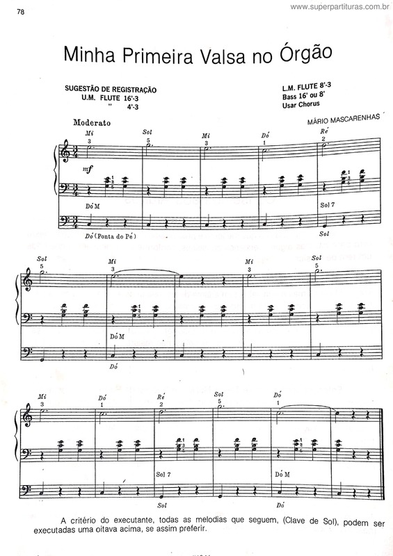 Partitura da música Minha Primeira Valsa No Órgão
