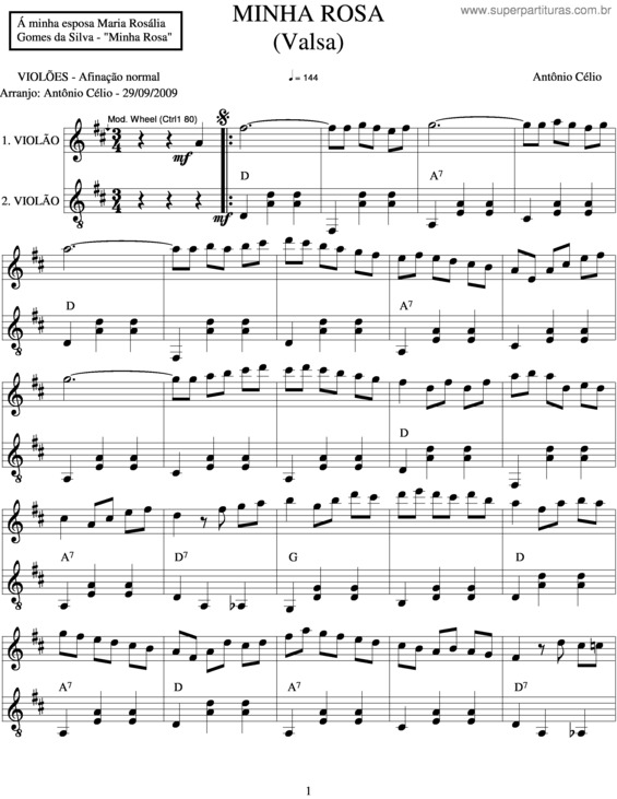 Partitura da música Minha Rosa v.3