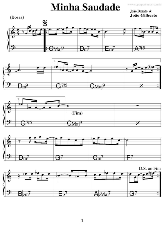 Partitura da música Minha Saudade