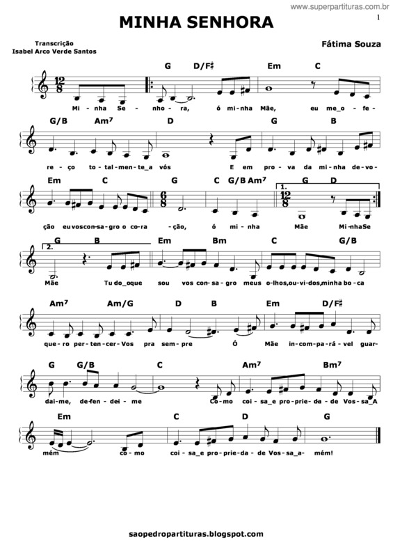 Partitura da música Minha Senhora v.2