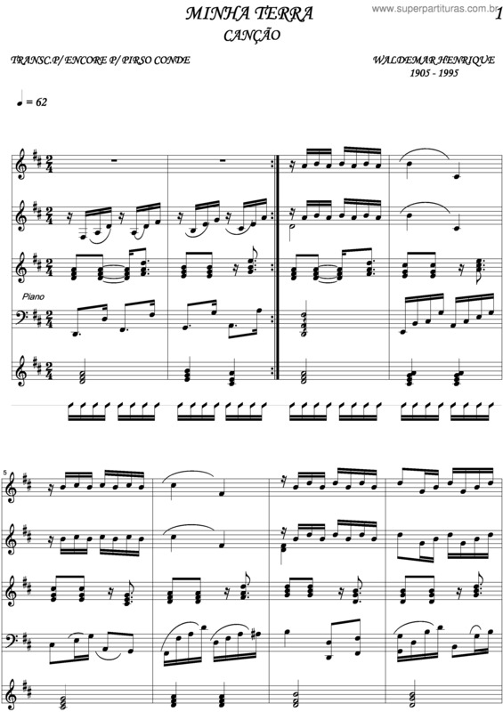 Partitura da música Minha Terra v.2