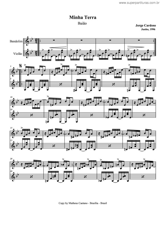 Partitura da música Minha terra