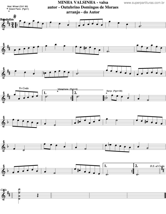 Partitura da música Minha Valsinha v.3