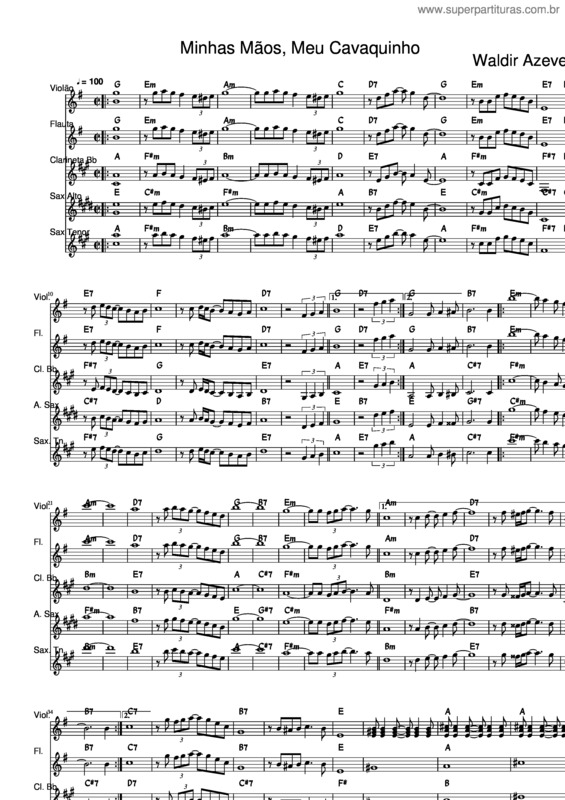 Partitura da música Minhas Mãos, Meu Cavaquinho v.2
