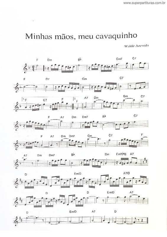 Partitura da música Minhas Mãos, Meu Cavaquinho