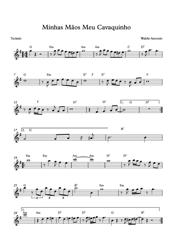 Partitura da música Minhas Mãos Meu Cavaquinho v.10