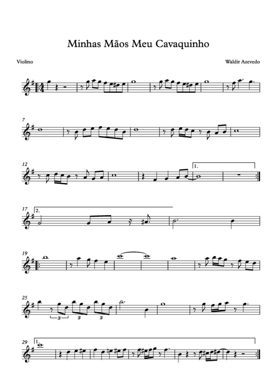 Partitura da música Minhas Mãos Meu Cavaquinho v.13