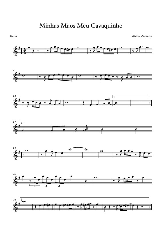 Partitura da música Minhas Mãos Meu Cavaquinho v.7