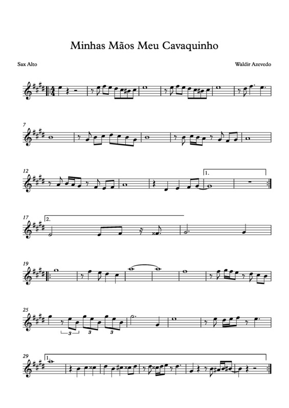 Partitura da música Minhas Mãos Meu Cavaquinho v.8