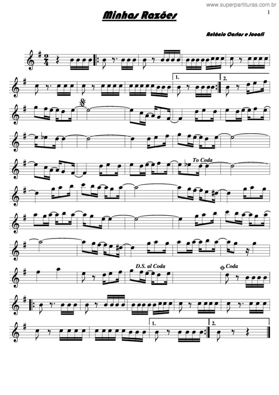 Partitura da música Minhas Razões