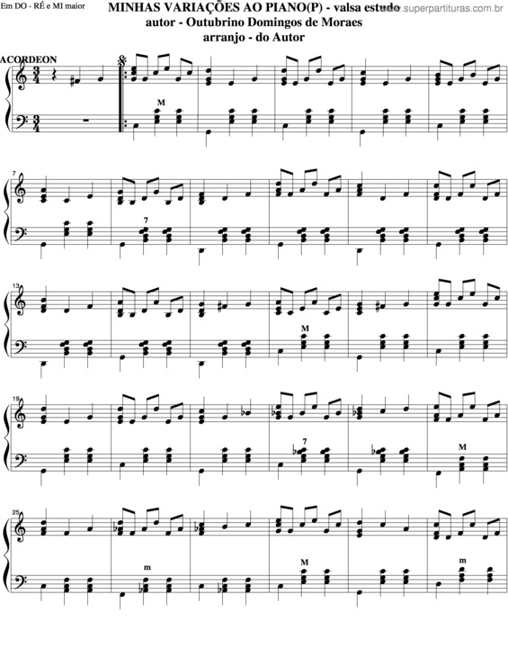 Partitura da música Minhas Variações Ao Piano v.3