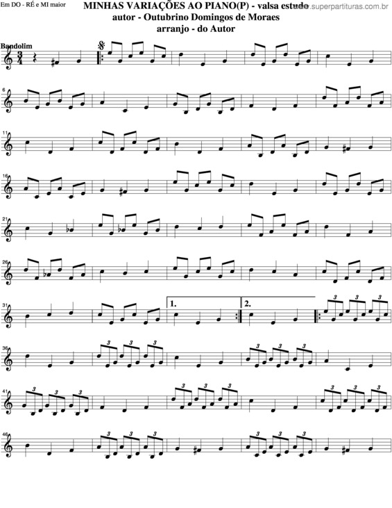 Partitura da música Minhas Variações Ao Piano v.4