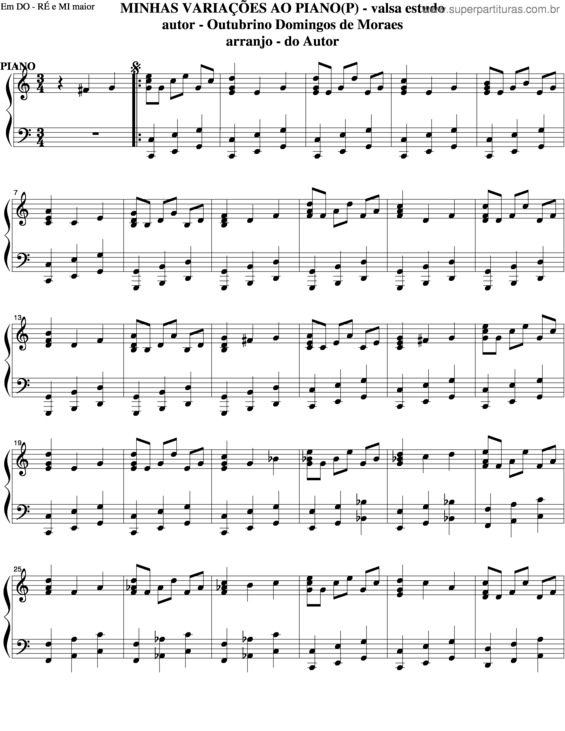 Partitura da música Minhas Variações Ao Piano v.5