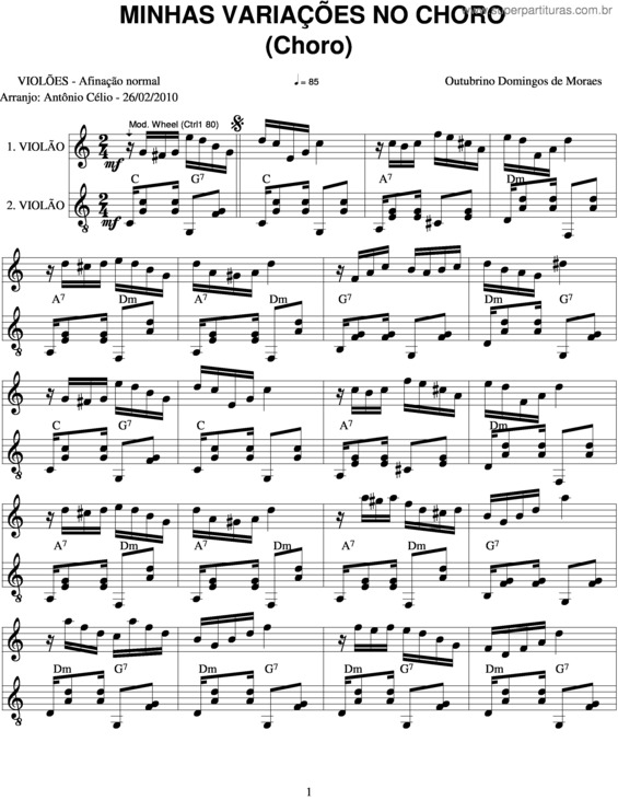 Partitura da música Minhas Variações No Choro v.2