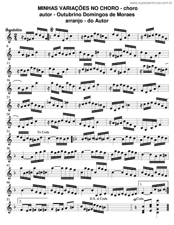 Partitura da música Minhas Variações No Choro v.4
