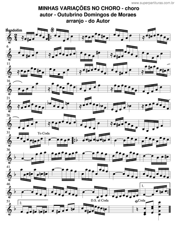 Partitura da música Minhas Variações No Choro v.4