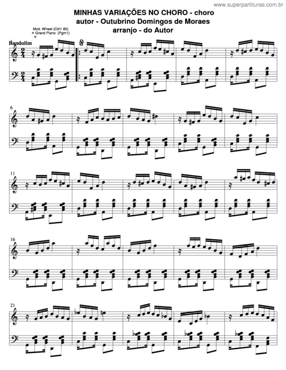 Partitura da música Minhas Variações No Choro v.5