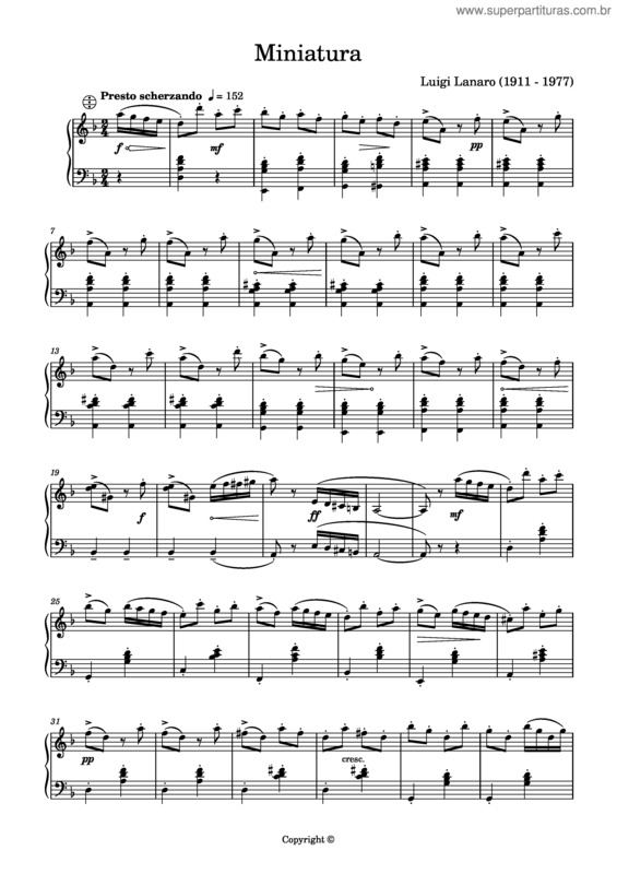 Partitura da música Miniatura – Luigi Lanaro