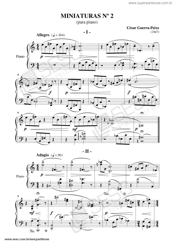 Partitura da música Miniaturas nº 2