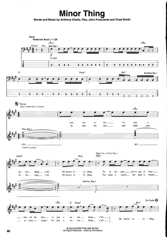 Partitura da música Minor Thing