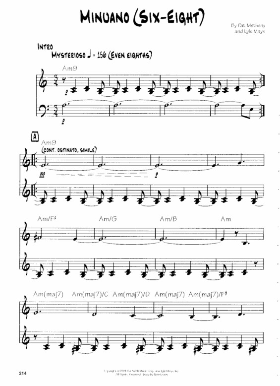 Partitura da música Minuano (Six Eight)