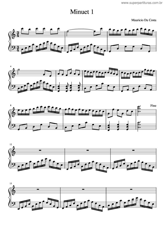 Partitura da música Minuet 1