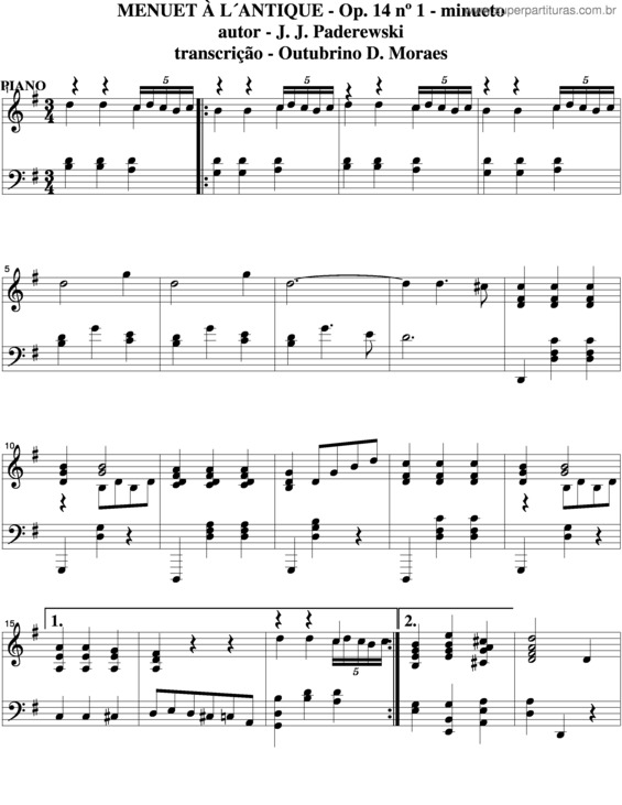 Partitura da música Minuet A L´Antique