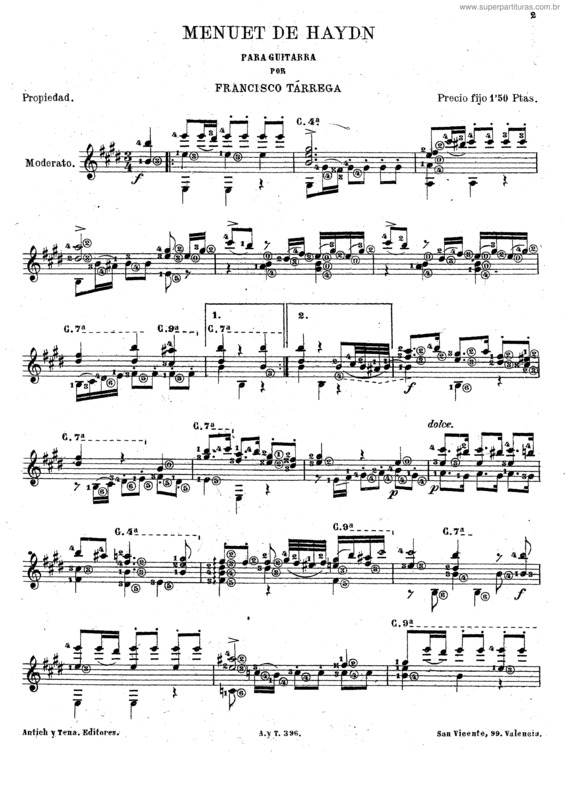 Partitura da música Minuet de Haydn