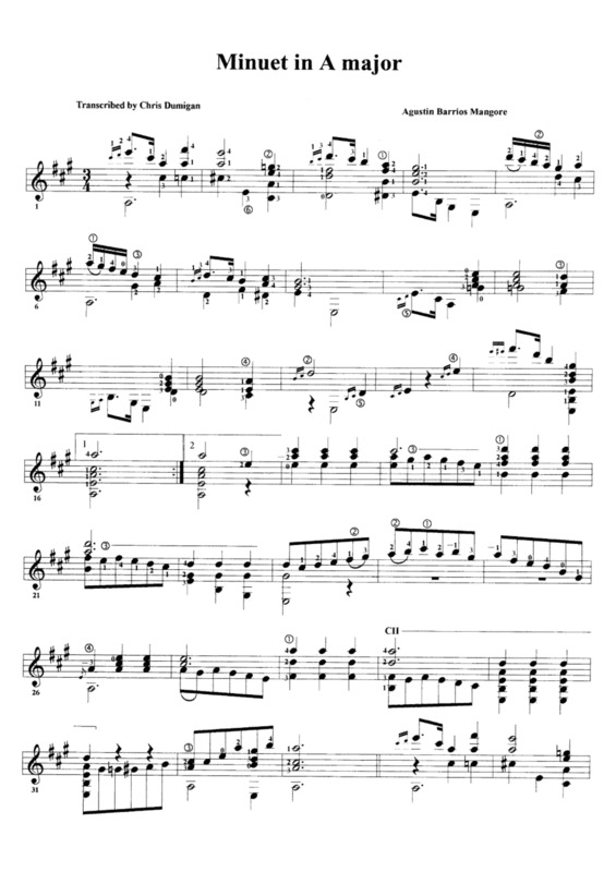 Partitura da música Minuet In A Major