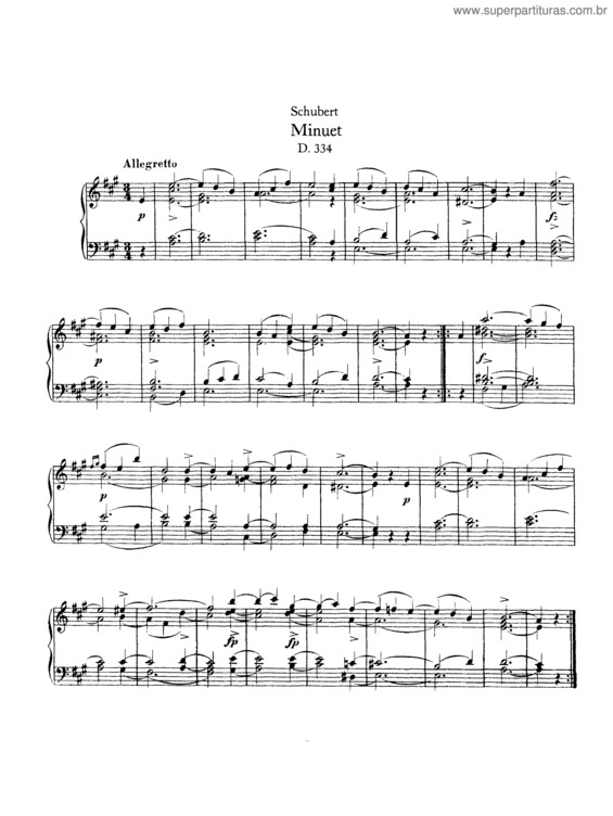 Partitura da música Minuet in A