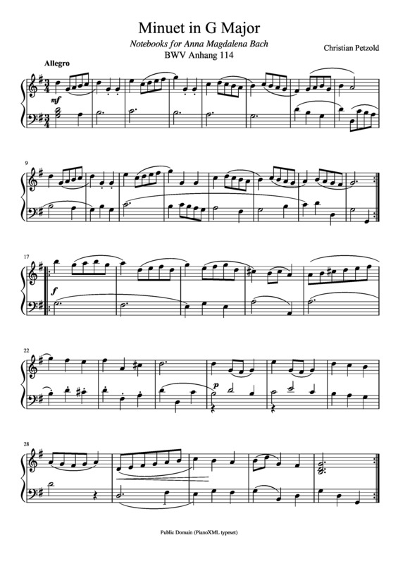 Partitura da música Minuet In G Major