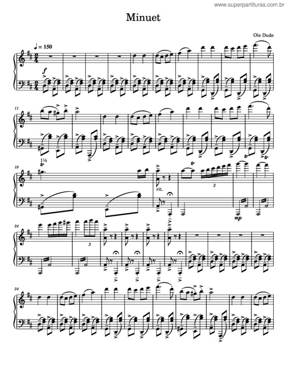 Partitura da música Minuet v.13