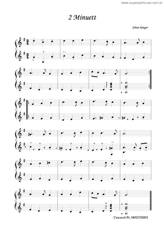 Partitura da música Minuet v.2