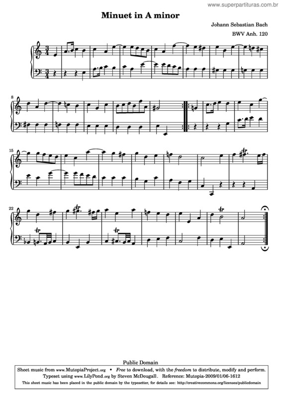 Partitura da música Minuet v.4
