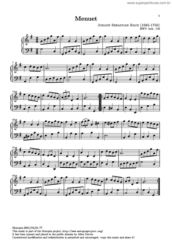 Partitura da música Minuet v.5