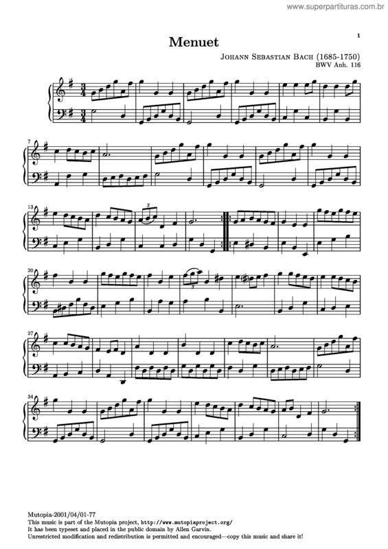 Partitura da música Minuet v.5
