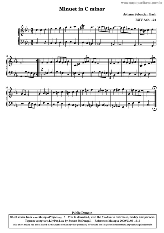 Partitura da música Minuet v.7