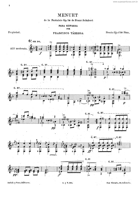 Partitura da música Minuet v.8