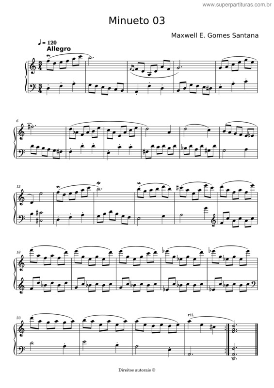 Partitura da música Minueto 03