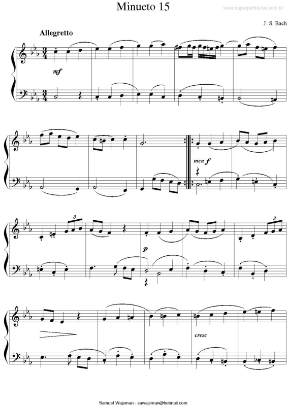 Partitura da música Minueto 15 v.2