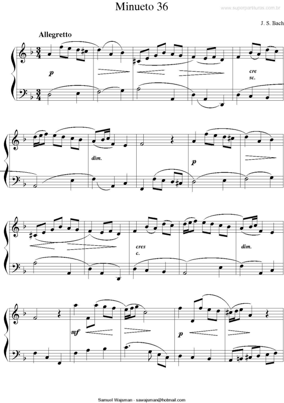 Partitura da música Minueto 36