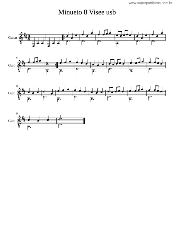 Partitura da música Minueto 8 Visee Usb