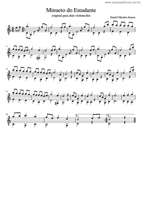 Partitura da música Minueto Do Estudante