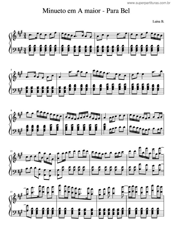 Partitura da música Minueto Em A Maior