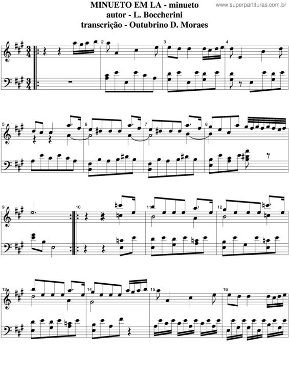 Partitura da música Minueto Em Lá