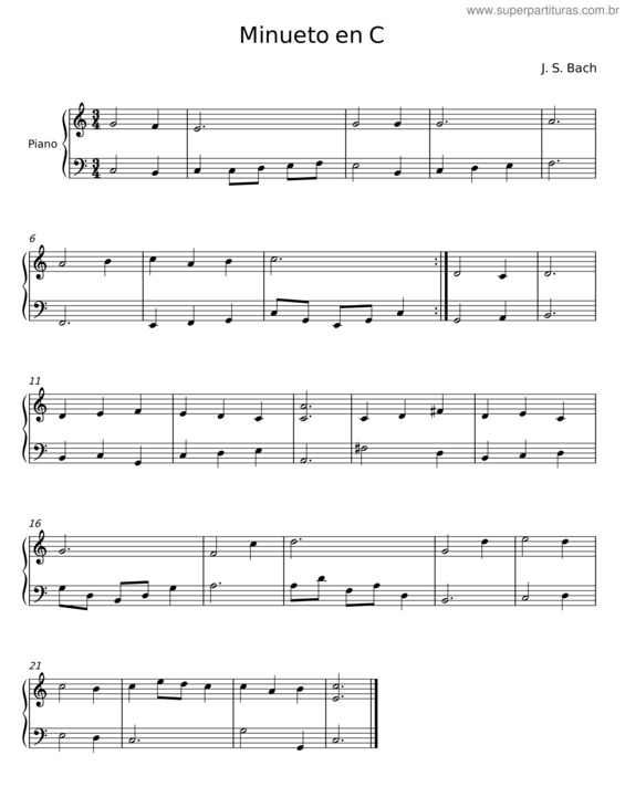 Partitura da música Minueto En C