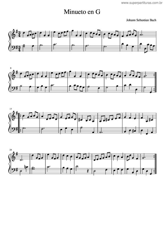 Partitura da música Minueto En G