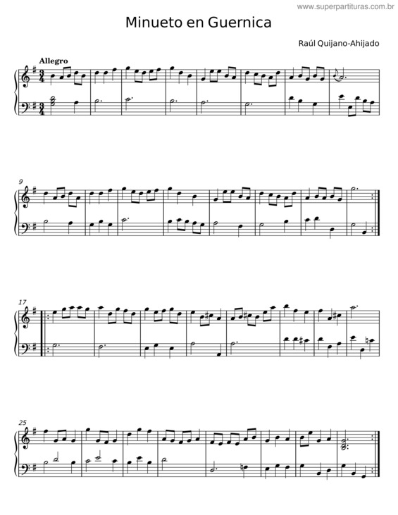 Partitura da música Minueto En Guernica