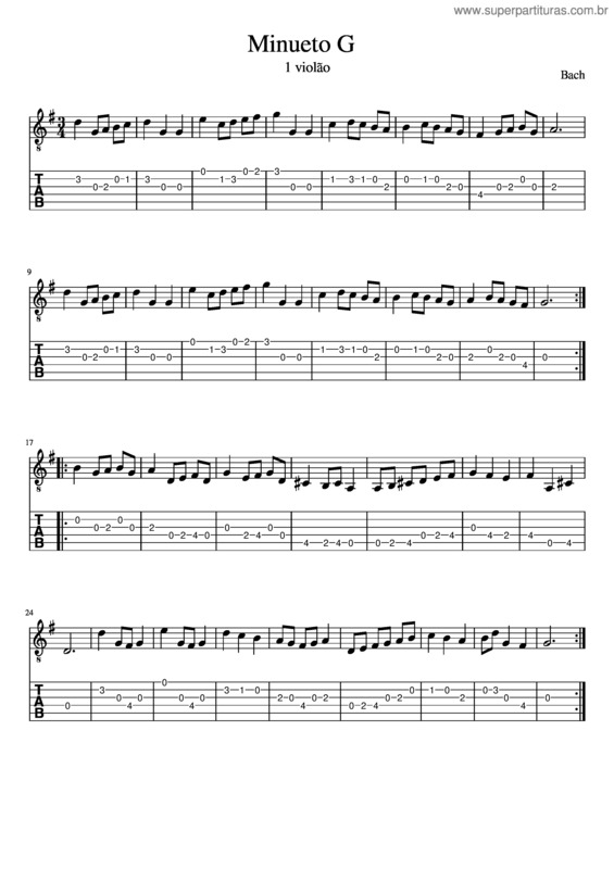 Partitura da música Minueto G 1 Violao